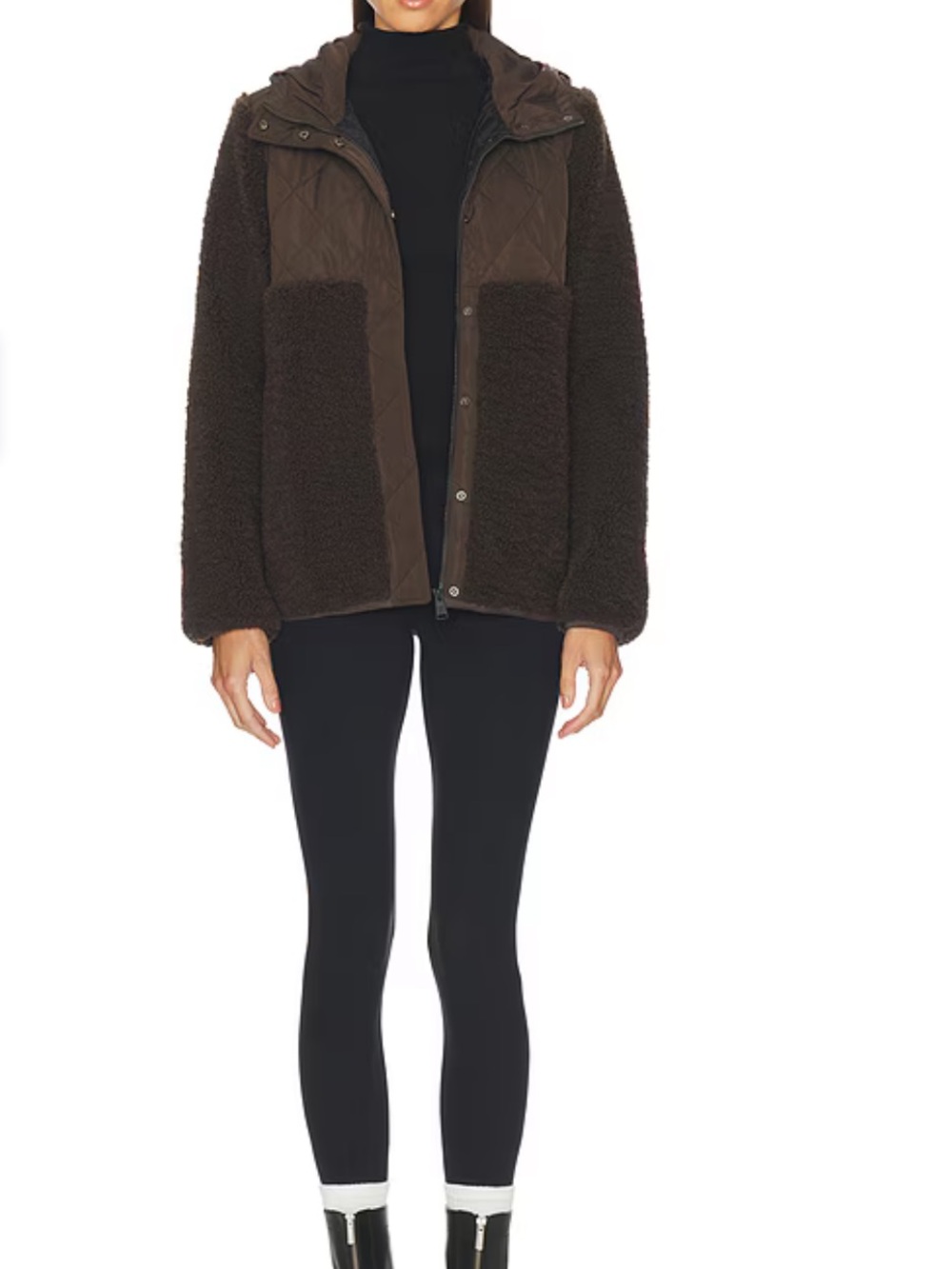 Alp N Rock Dark Brown Quilted & Sherpa Hooded Jacket